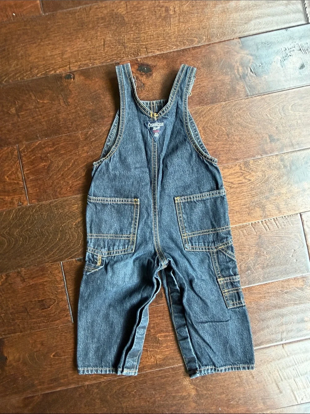OshKosh B'gosh Dark Blue Denim Overalls with Red Embroidery